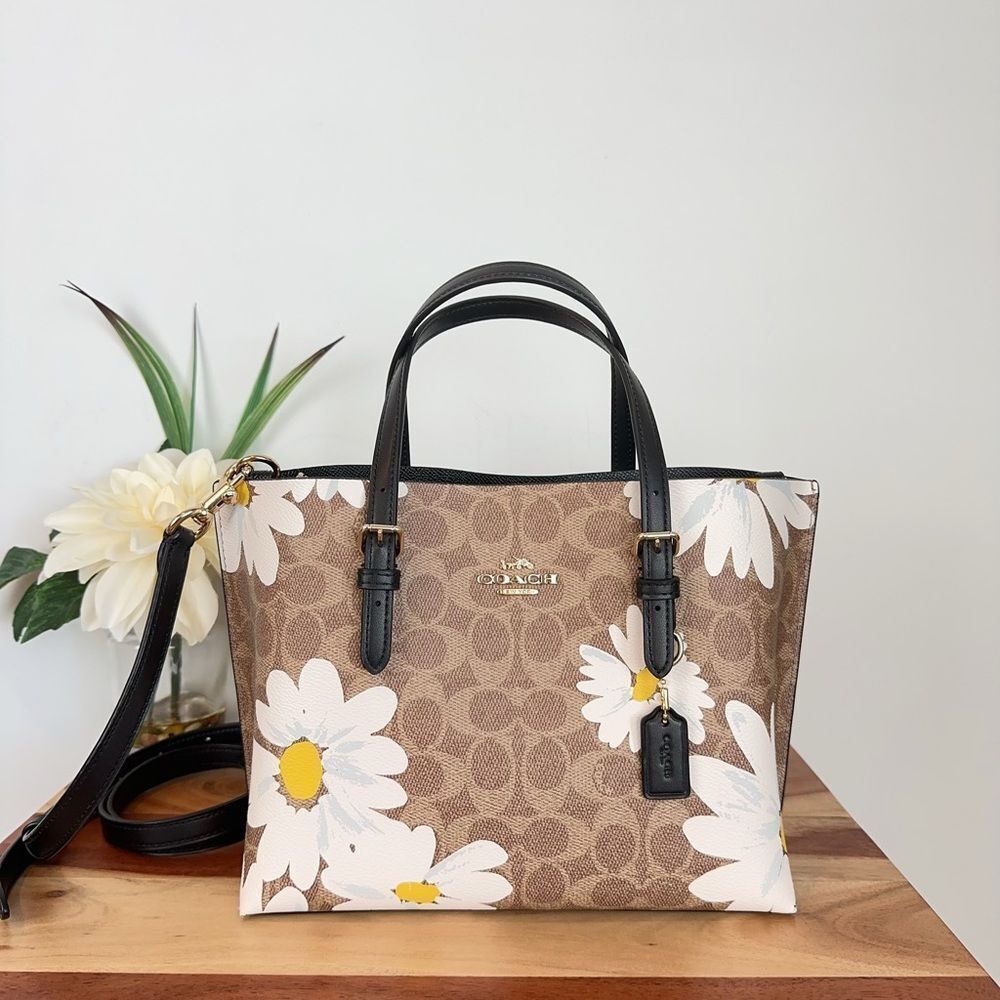 NWT Coach Mollie Tote‎ Bag 25 In Signature Canvas With Floral Print